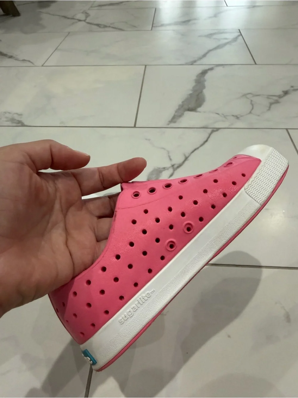 Native Kids Slip-On Water Shoe in Bright Pink with White Toe